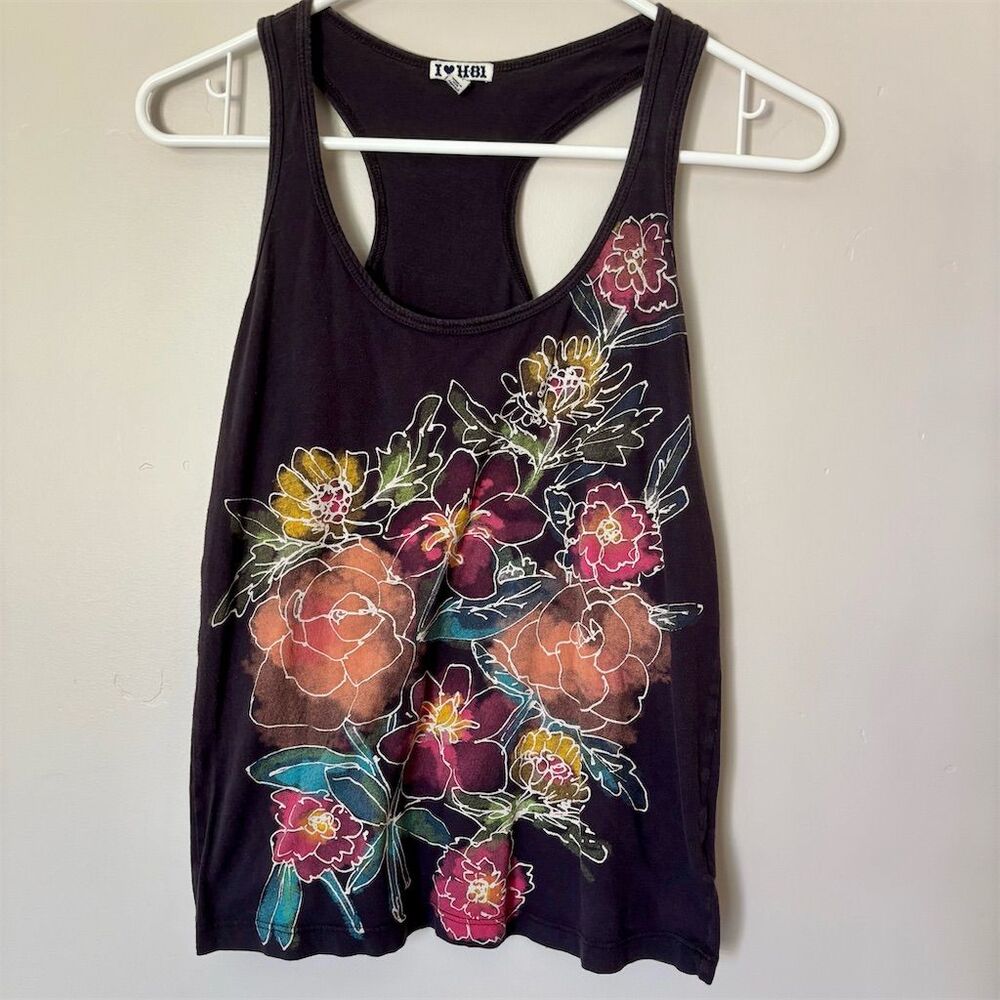 H81 Women's Floral Racerback Tank Top Multicolor Size S Casual Summer